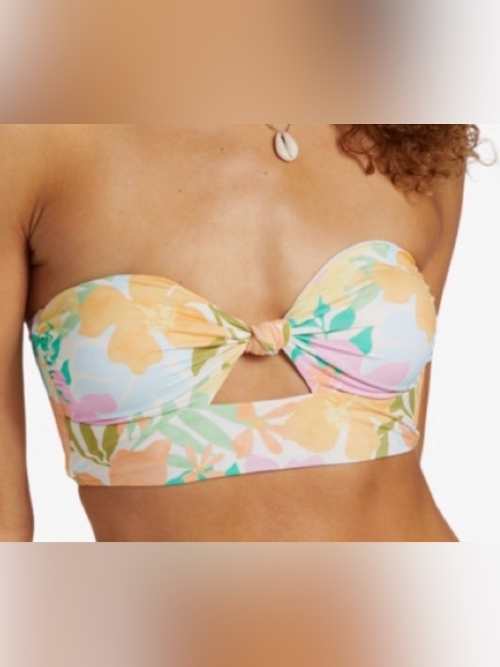 Billabong Floral Pastel Bandeau Bikini Top Sweet Aloha Summer Beach Swim